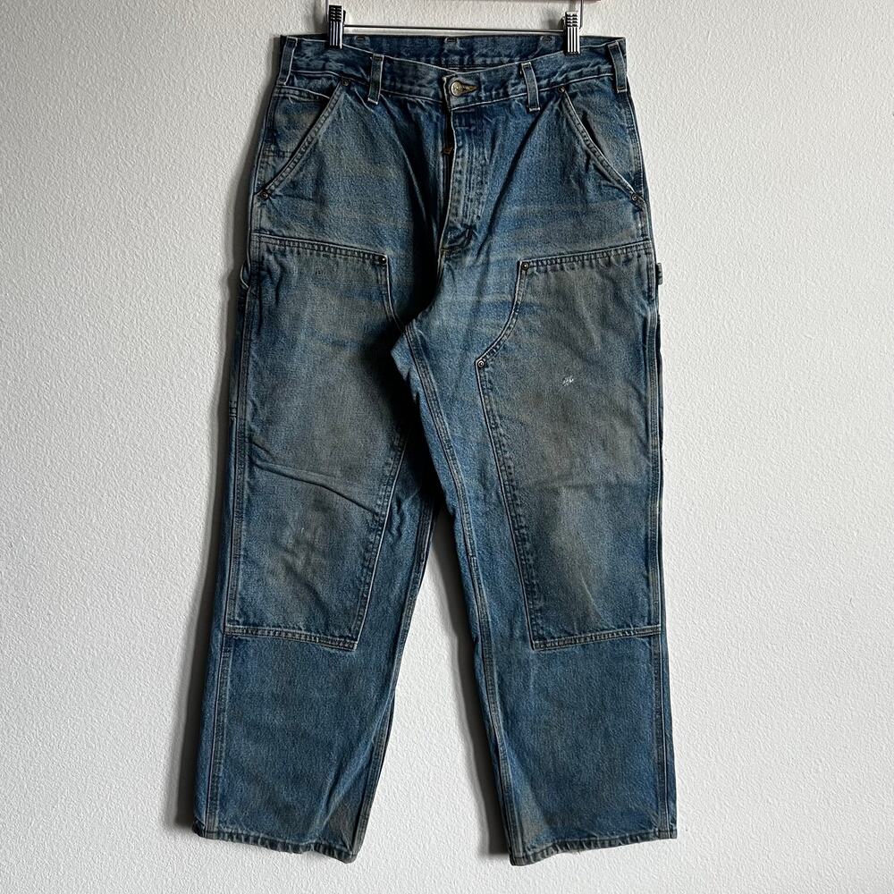 Carhartt B73 DST blue denim double knee work wear carpenter pants
